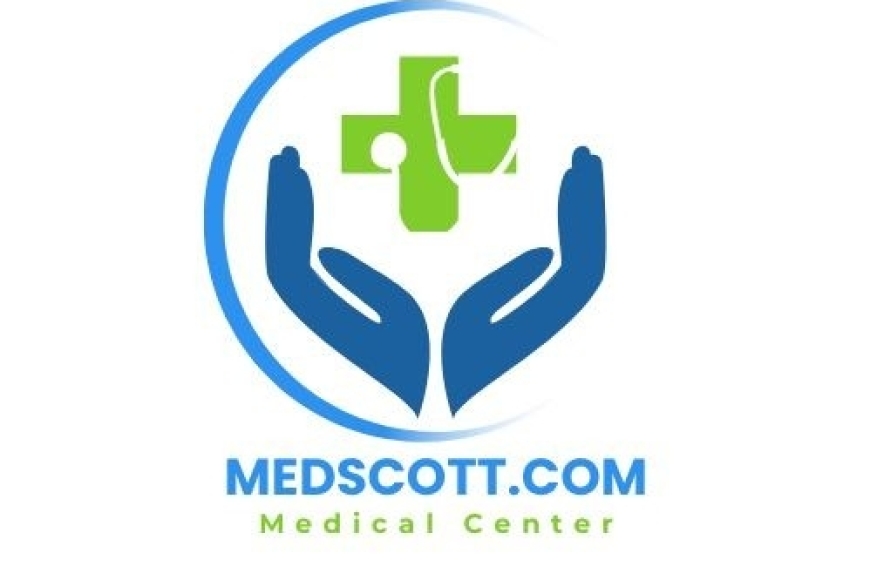 Blue Green White Simple Modern Medical Logo